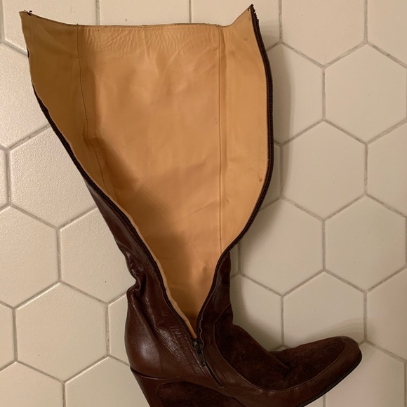 David Ackerman Chocolate Suede Platform Boots - Picture 7 of 8